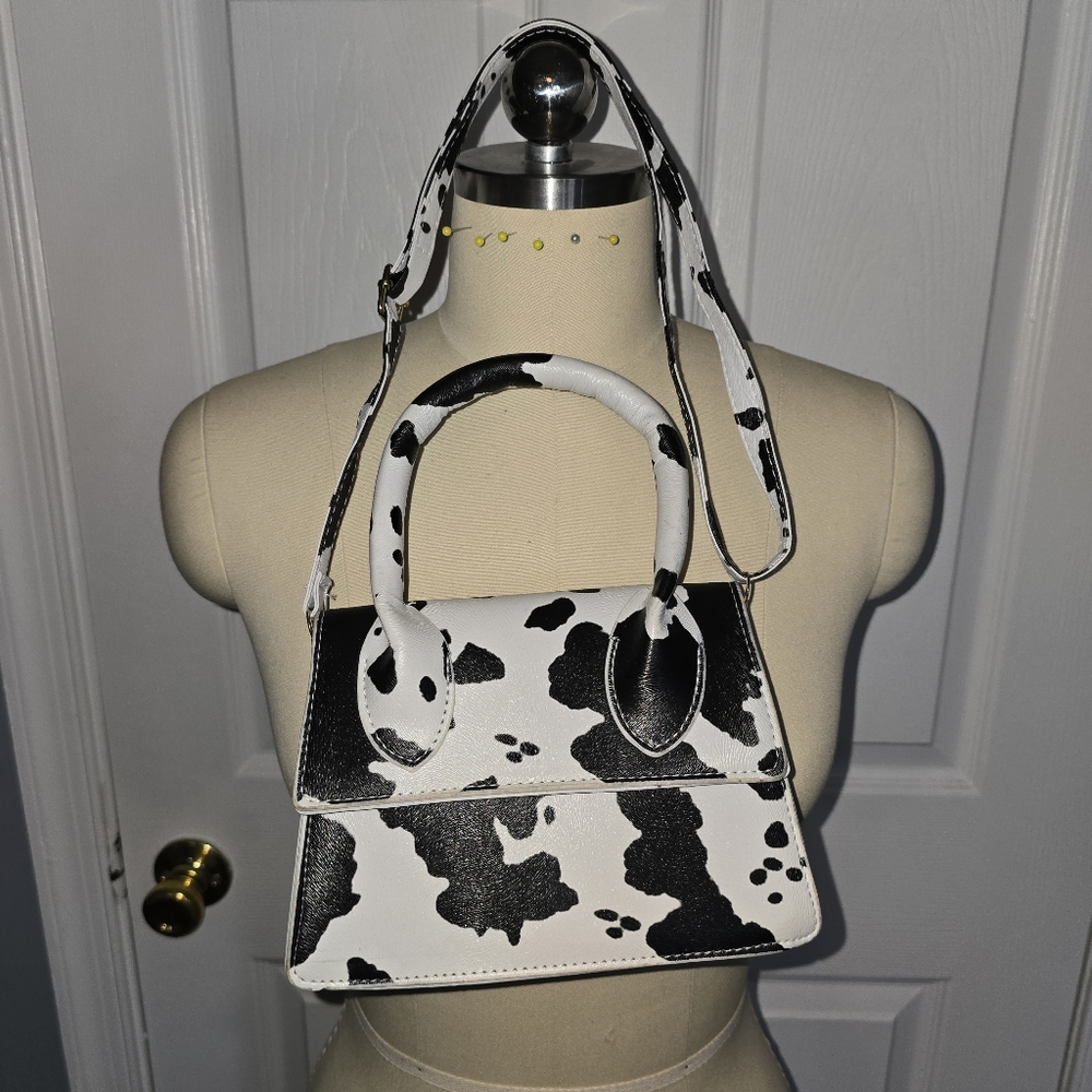 Cow print crossbody purse